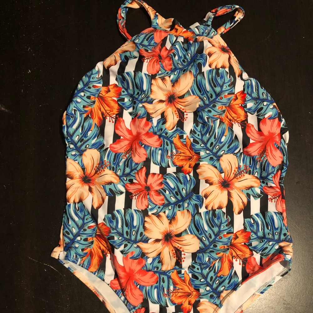 Tropical one piece swimsuit